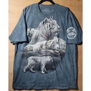Vintage The Mountain T-Shirt Size XL White Tigers Graphics